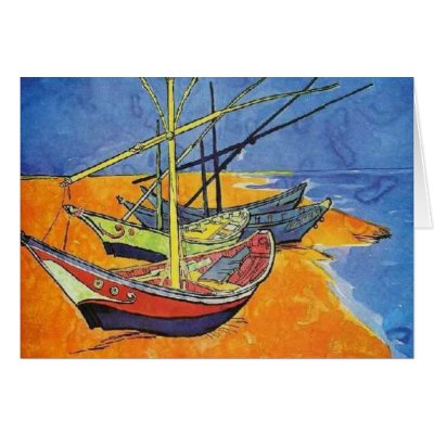 Boats on the Beach by Vincent van Gogh Cards by Ladiebug