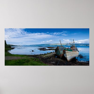 Boats on the Isle of Mull Print by Llywellyn