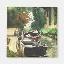 Boats on the River Fridge Magnets