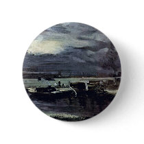 Boats On The River Stour Deadham Church In The Bac Pinback Buttons