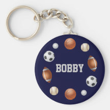 Bobby World of Sports Name Keychain - Navy Blue