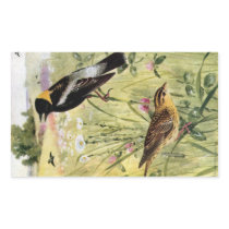 Bobolinks, Daisies and Pink Clover Rectangular Sticker