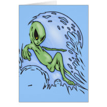 Body Surfing Alien Greeting Card