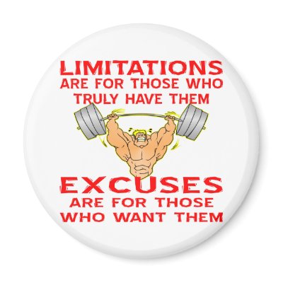 Bodybuilder Limitations vs. Excuses Fridge Magnet by WhiteTiger_LLC