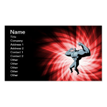 Bodybuilder; red business card template