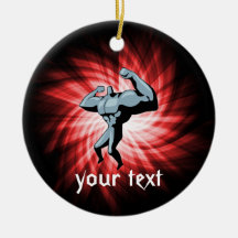 Bodybuilder; red christmas ornament