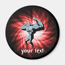 Bodybuilder; red refrigerator magnet