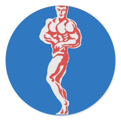 Bodybuilder Round Sticker by ArgosDesigns