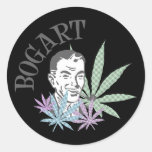 Bogart Retro Guy W/ Pipe & Pot Colour Round Sticker