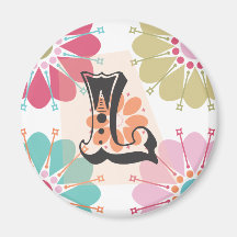 Bohemian Monogram Initial "L" Magnet