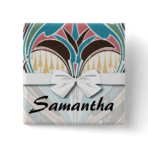 boho art nouveau chic abstract design pinback button