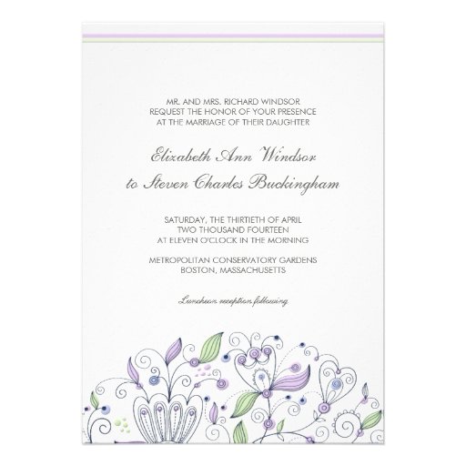 BOHO Chic Whimsical Garden Wedding Purple Custom Announcements