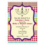 Boho Dots Funky Chandelier Valentine's Party Invitations