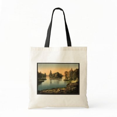 Bois du Boulougne (i.e., Boulogne), the lake, Pari Canvas Bag by photochrom