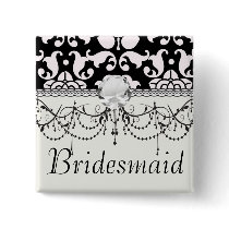bold black and white damask pattern pin