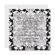 bold black and white damask pattern custom announcements