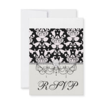 bold black and white damask pattern invites