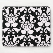 bold black and white damask pattern mousemats