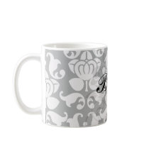 bold black and white damask pattern coffee mug