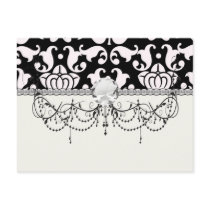 bold black and white damask pattern postcard