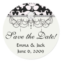 bold black and white damask pattern sticker
