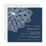 Bold Bloom Navy Blue Bridal Shower Invitation