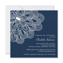 Bold Bloom Navy Blue Bridal Shower Invitation