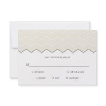 Bold Chevron Ivory on White RSVP Personalized Announcement