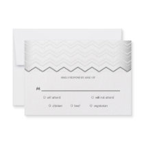 Bold Chevron Silver on White RSVP Personalised Invite
