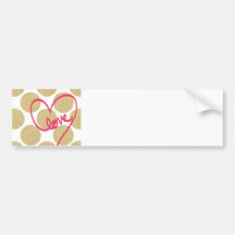 Bold Glitter Gold dots with Love Design Bumper Sticker