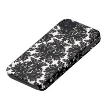 bold intricate black damask on white iphone 4 case