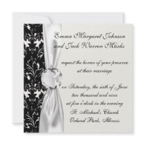 bold intricate black damask on white personalised announcement