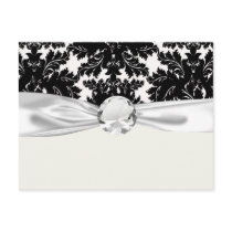 bold intricate black damask on white post card