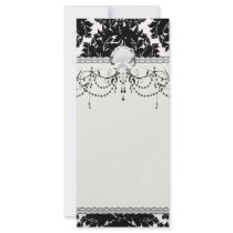bold intricate black damask on white rack card template