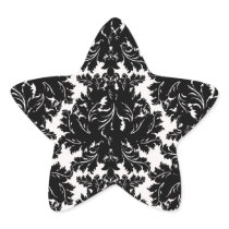 bold intricate black damask on white sticker