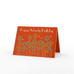 Bold Orange Retro Flowers Sobriety Birthday Card
