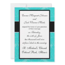 bold ornate  blue damask pattern custom announcement