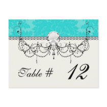 bold ornate  blue damask pattern post cards