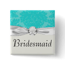 bold ornate tiffany blue damask pattern pin