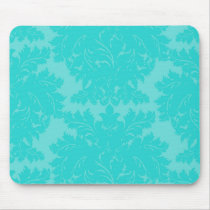 bold ornate tiffany blue damask pattern mousepad