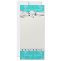 bold ornate tiffany blue damask pattern rack card