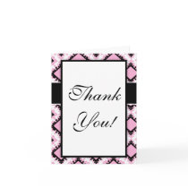 bold pink white black diamond damask pattern card