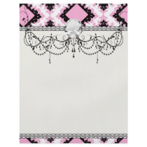 bold pink white black diamond damask pattern flyer