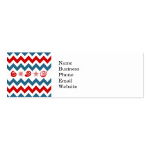 Bold Red White Blue Chevrons with Swirls and Stars Business Card Template
