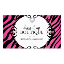 Bold Zebra Print Jewellery Designer Business Card
