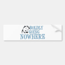 Boldly Going NOWHERE Retro Lady Blue Bumper Sticker