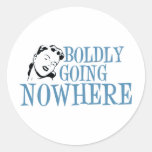 Boldly Going NOWHERE Retro Lady Blue Sticker
