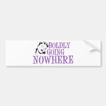 Boldly Going NOWHERE Retro Lady Purple Bumper Stickers