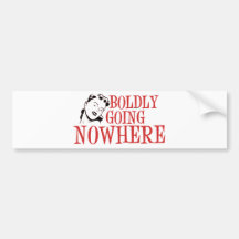 Boldly Going NOWHERE Retro Lady Red Bumper Sticker