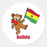 Bolivia Teddy Bear Round Stickers